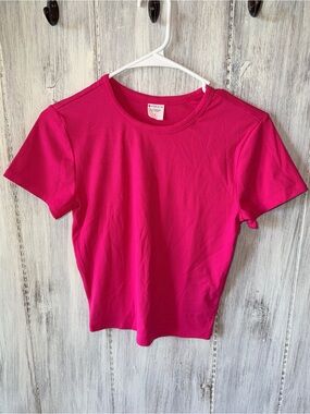 Athleta Bright Pink Short Sleeve Ribbed Tee NWOT